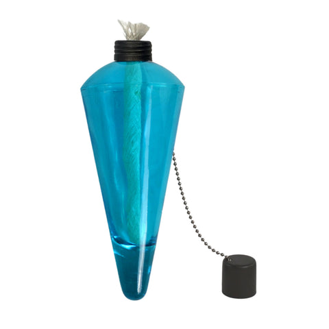 Replacement Garden Torch Glass Fuel Canister with Fiberglass Wick and Metal Snuffer ONLY - Blue