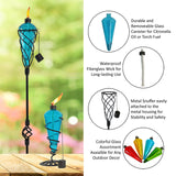 Replacement Garden Torch Glass Fuel Canister with Fiberglass Wick and Metal Snuffer ONLY - Blue