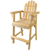 Balcony Tall / Counter High Adirondack Chair with Footrest - Natural Wood
