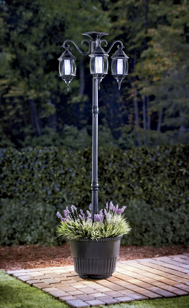 solar lamp post with plant hanger 6.6 ft (79 in) Tall Solar Lamp Post and Planter