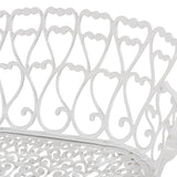 Antique Victorian Cast Aluminum Patio Dining Loveseat / Bench - White Heart