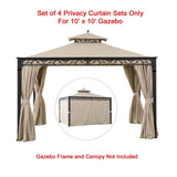 Universal Replacement 4 Panels Privacy Curtain Set for 10' x 10'  Gazebo (Gazebo Privacy Side Wall Set Only)