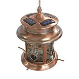 Arched Lattice Solar LED Bird Feeder - Antique Copper
