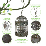 13 in. Tall Rustic Metal Squirrel Proof Caged Bird Feeder