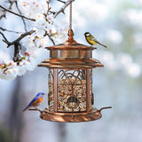 Arched Lattice Solar LED Bird Feeder - Antique Copper