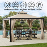 Universal Replacement 4 Panels Privacy Curtain Set for 10'  x 12' Gazebo (Gazebo Privacy Side Wall Set Only)