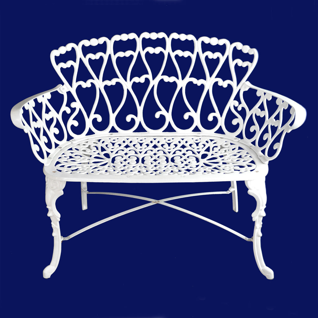 Antique Victorian Cast Aluminum Patio Dining Loveseat / Bench