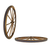 36 in Steel-rimmed Wooden Wagon Wheels - Decorative Wall Decor, Set of Two