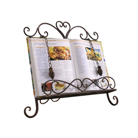 Antique Metal Cookbook Stand ~ Book Holder ~ Easel w/ Weighted Chains