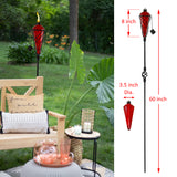 4 Pack 60 Inch Glass Garden Torch Light with Swirling Metal Ground Pole - Burning Citronella Torch Fuel | Outdoor Lighting for Party Patio Pathway Garden Garden Décor - Green