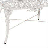 Antique Victorian Cast Aluminum Patio Dining Loveseat / Bench - White Heart