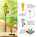 Replacement Garden Torch Glass Fuel Canister with Fiberglass Wick and Metal Snuffer ONLY - Yellow