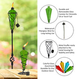 Replacement Garden Torch Glass Fuel Canister with Fiberglass Wick and Metal Snuffer ONLY - Green