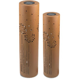 Set of 2 Rustic Solar LED Columns with Decorative Dandelion Motif for Home Yard Patio Outdoors