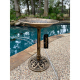 28 Inch Lightweight Poly Resin Outdoor Birdbath for Outside with Decoration Pedestal Base Stand - Pedestal Bird Bath for Outdoors Yard and Garden - Antique Bronze