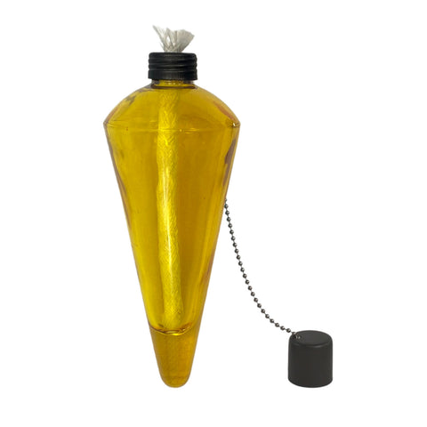 Replacement Garden Torch Glass Fuel Canister with Fiberglass Wick and Metal Snuffer ONLY - Yellow