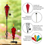 Replacement Garden Torch Glass Fuel Canister with Fiberglass Wick and Metal Snuffer ONLY - Red