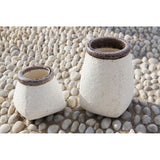 Decorative Cement Vase with Round Top Square Base, Medium