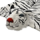 Plush Faux Fur Tiger Skin Area Rug with Giant Stuffed Head - White