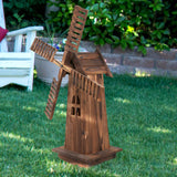 Wooden Dutch Windmill Back Yard Decorations - Classic Old-Fashioned Windmill for Garden Patio-34 in Tall