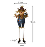 Free Standing Decorative Autumn Scarecrow Boy with Bird Yard Art