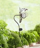 44 in. Tall 3D Metal Peacock Wind Spinner Garden Stake with Solar Crackle Glass Ball
