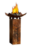 Decorative Rustic Metal Fire Pillar with Removable Bowl - "Brazier" Fire Column, 2pc Set