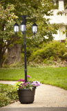 6.6 ft (79 in) Tall Solar Lamp Post and Planter - 3 Heads, White LEDs, Black