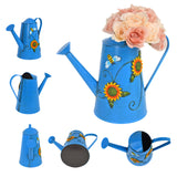 Decorative Sunflower & Bee Metal Watering Can (Vol: 10 Cups) | Large Blue Watering Can | Garden Décor Housewarming Gift for Mother Women Friends Gardeners Plants Lovers
