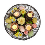 12" Dia. Metal Advent Wreath Candelabra | Round Wire Basket Candle Holder Centerpiece with 4 Tealight Holders, Black