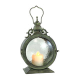 PierSurplus Metal Round Hanging Candle Lantern with Curved Glass Insert
