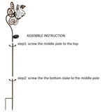 44 in. Tall 3D Metal Peacock Wind Spinner Garden Stake with Solar Crackle Glass Ball