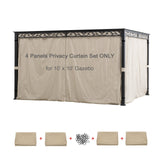Universal Replacement 4 Panels Privacy Curtain Set for 10' x 10'  Gazebo (Gazebo Privacy Side Wall Set Only)
