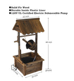 Water Fountains Outdoor Wishing Well Wood Patio Fountain with Pump