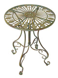 Folding Metal Bistro Set w/ Scrolling Heart & Peacock Tail Motif, Set of Three