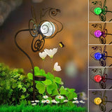 44 in. Tall 3D Metal Peacock Wind Spinner Garden Stake with Solar Crackle Glass Ball