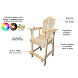 Balcony Tall / Counter High Adirondack Chair with Footrest - Natural Wood