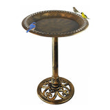 28 Inch Lightweight Poly Resin Outdoor Birdbath for Outside with Decoration Pedestal Base Stand - Pedestal Bird Bath for Outdoors Yard and Garden - Antique Bronze