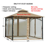 Replacement Mosquito Netting for Gazebo Size 12 ft x 12 ft (Gazebo Mosquito Net Only)