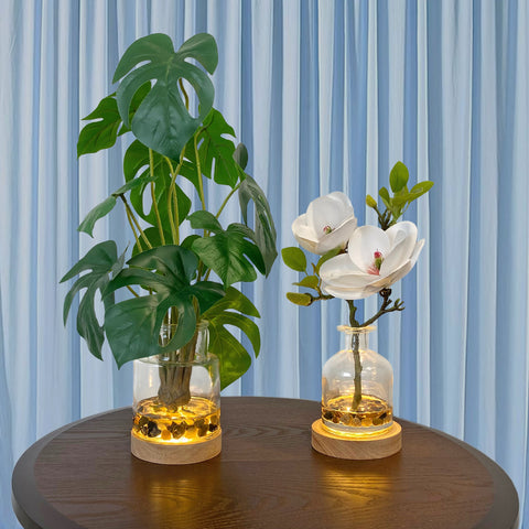 large glass vase for monstera Real Touch 17.5 inch Artificial Plants Green Monstera Leaves in Glass – Westcharm