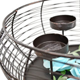 12" Dia. Metal Advent Wreath Candelabra | Round Wire Basket Candle Holder Centerpiece with 4 Tealight Holders, Black