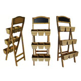 3 Tiered Foldable Wooden Plant Stand Outdoor Plant Ladder Plant Display Planter Holder Patio Lawn Garden Balcony Organizer with Box Display Shelf Rack