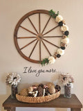 36 in Steel-rimmed Wooden Wagon Wheels - Decorative Wall Decor, Set of Two