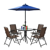 Patio Umbrella Outdoor Table Umbrella with 6 Sturdy Ribs and Crank 6.5 ft, Navy Blue Umbrella