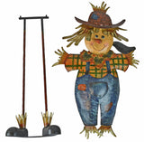 Free Standing Decorative Autumn Scarecrow Boy with Bird Yard Art