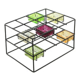 Color Cubes, Contemporary Metal and Glass Tealight Candle Holder, Set of 7
