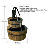 Water Fountains Outdoor Wood Barrel with Pump - Large Garden Water Fountain