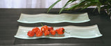15 in Satin White Serving Dish with Unique Wavy Shape, Set of Two