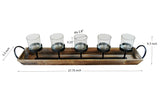 27.5 in. Rustic Wood Candle Centerpiece Tray w/ Five Metal Candle Holders