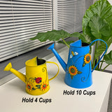 Decorative Sunflower & Bee Metal Watering Can (Vol: 10 Cups) | Large Blue Watering Can | Garden Décor Housewarming Gift for Mother Women Friends Gardeners Plants Lovers